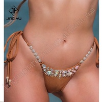 Op maat gemaakte bikini's dames badkleding lage minimale bestelhoeveelheid met kristallen strass steentjes bling bikini badkleding set strass kristallen bikini