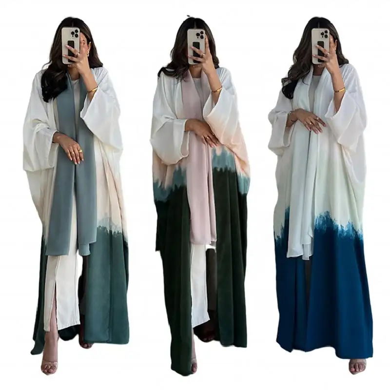 MQ100 di alta qualità estate Dubai Abaya donna abiti musulmani giacca cravatta tinto mantello musulmano Cardigan per le donne abbigliamento islamico