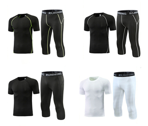 Chico suave alto elástico transpirable secado rápido Swear elástico Fitness compresión traje Slim Fit Running camisas apretadas Jogging - Product Image 1