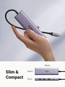 UGREEN 6-in-1USB C至USB集线器4K @ 60hz适配器，带3个USB 3.0端口SD/tf卡读卡器多端口加密狗类型C适配器 - Product Image 5