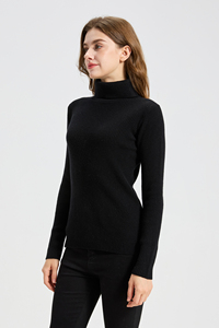 Suéter de Cuello Alto para Mujer, Tejido de Punto Acanalado, 100% Cachemira, Color Negro Sólido, Sin Mangas, Estilo Casual de Invierno, con Logotipo Frontal, Estilo Minimalista - Product Image 4