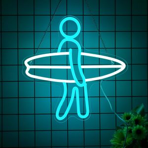 Enseigne au néon surfeur surf lumière LED décoration murale LED lumière de sport alimenté luminosité réglable interrupteur chambre décor cadeaux adolescents enfants - Product Image 2