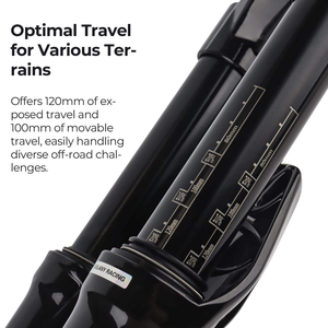 Fourche de suspension à air pour <span class=keywords><strong>VTT</strong></span> 27,5/29 pouces, débattement 120 mm, fixation rapide, <span class=keywords><strong>amortisseur</strong></span> à réglage de rebond, fourche avant de <span class=keywords><strong>VTT</strong></span> - Product Image 3