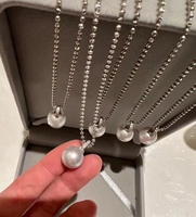 Collier en argent 925 avec perles Edison de 12-13 mm et collier de perles rondes Edison naturelles d'eau douce de 1-3A