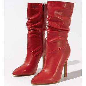 2024 Stock prêt femmes européennes américaines bout ouvert passerelle talon haut fermeture éclair latérale bottes courtes caractère <span class=keywords><strong>pieds</strong></span> <span class=keywords><strong>nus</strong></span> 42 pour l'automne - Product Image 5