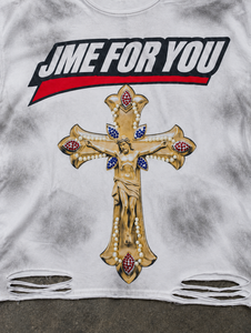 เสื้อยืดแขนสั้นผู้ชายสไตล์ยูบันเรโทรกรันจ์ ลุคซันเฟด ลุคยับ ลุคขาดรุ่ย ลายกราฟิกตัวอักษร ทรงหลวม สั่งทำได้ ขายส่ง - Product Image 3