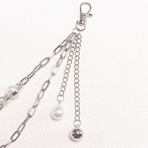 White K Double Layer Pearl Waist <b>Chain</b> For Men Casual Punk Denim Pants Accessory - Product Image 4
