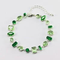 Ensemble de bijoux tendance et luxueux pour femmes, bracelet et collier en or et argent plaqué, couleur verte et colorée
