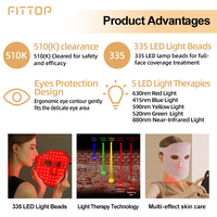 Máscara de Terapia de Luz LED 335 con Certificación Red Dot, Dispositivo de Belleza con Cobertura Facial Completa y 5 Programas de Fototerapia Seleccionables