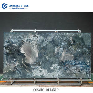 Ubin porselen ekspor Vietnam lantai besar 12mm kualitas tinggi pembuluh biru meja kuarsa buatan lembaran batu disinter - Product Image 1