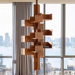 Estantería de madera maciza de lujo ligera de diseñador italiano estantería ajustable de nogal minimalista característica giratoria para sala de estar dormitorio - Product Image 1