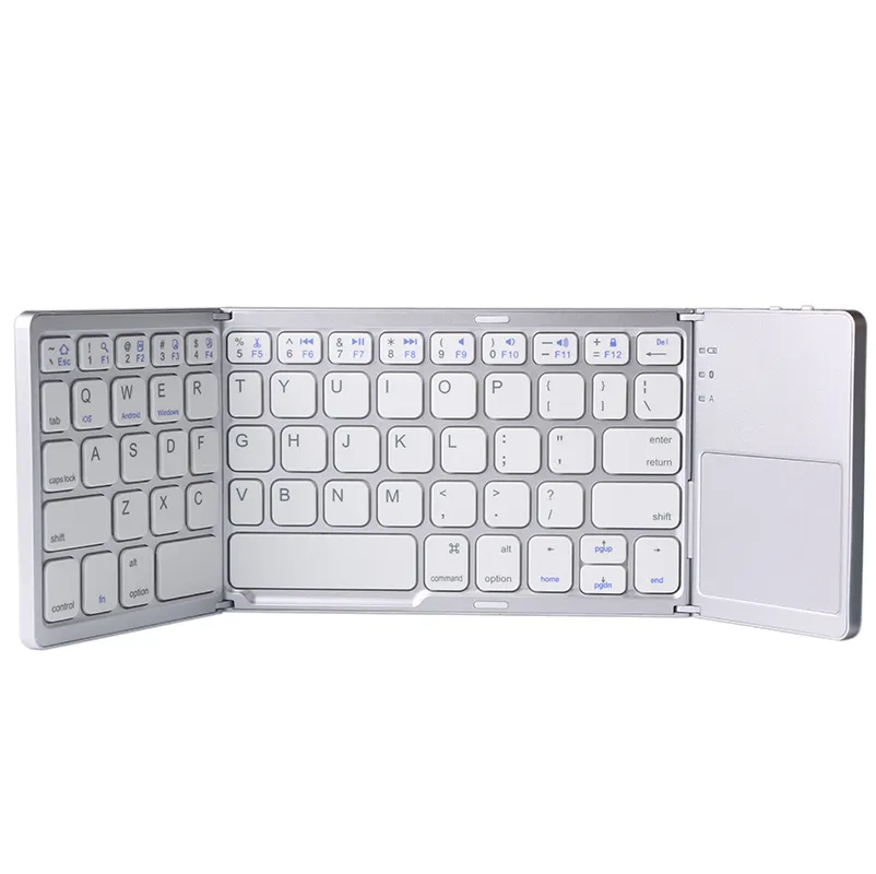 Triple Folding Foldable Mini BT Wireless Keyboard with Touchpad for Windows Android iOS Tablet PC Smart Phone