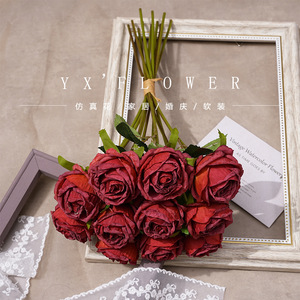 ดอกกุหลาบประดิษฐ์ยี่ซวน 11 หัว ดอกไม้ผ้าไหมสำหรับตกแต่งงานแต่งงาน - Product Image 5