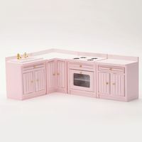 Armario de cocina 4 en 1 para casa de muñecas, kit de cocina con cocina, fregadero y armario, 1:12