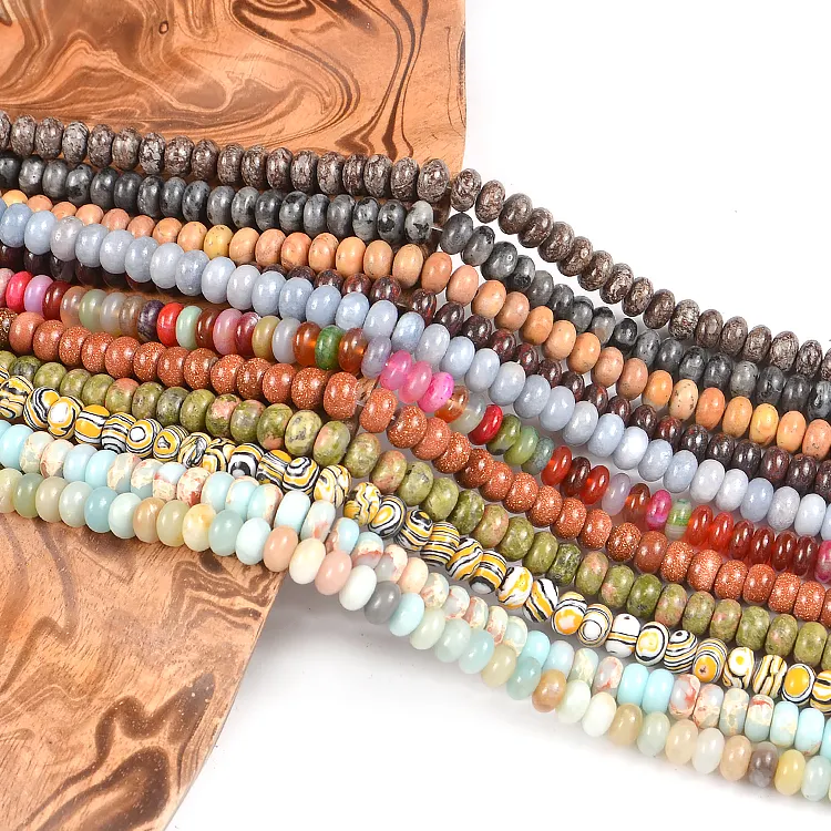 JC Natural Snakeskin Jasper Rondelle gemstone Beads, natural stone beads for sale