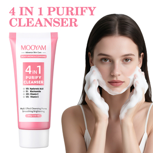 Limpiador <span class=keywords><strong>facial</strong></span> 4 en 1 al por mayor con ácido hialurónico niacinamida VC VE Beauty Pore Clean Oil Control Reafirmante MOOYAM Face Wash - Product Image 2