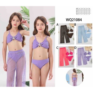 Set bikini per ragazze HDJ con pantaloni in rete, costume da bagno viola, taglia 8 10 12 14 16 - Product Image 1