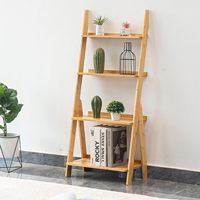 Cadre d'échelle en bois utilitaire support de plante à 4 niveaux étagères multiples en bambou porte-Pot de fleur pour intérieur