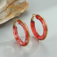 Boucles d'oreilles créoles rondes vintage en acrylique, plaquées or 18 carats, en acier inoxydable et résine, motif écaille de tortue, pour filles