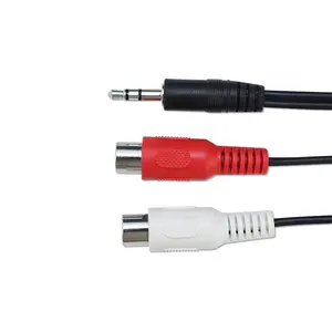3.5毫米至2个RCA连接器Audifonos Con电缆AV电缆电视录像机音频和视频电缆