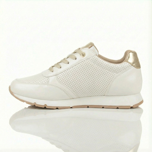 Zapatillas Deportivas Casuales Blancas Perforadas para Mujer <span class=keywords><strong>con</strong></span> Detalles Dorados, Zapatillas Deportivas Casuales Blancas Transpirables para Mujer, Zapatos Cómodos para Todo el Día - Product Image 3