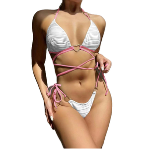 Conjunto de Bikini Sexy de 2 Piezas con Cordón Ajustable, Secado Rápido, Transpirable, Spandex/Poliéster, Tankini con Cubierta - Product Image 1