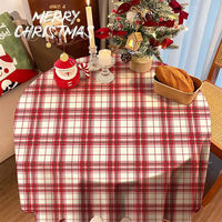 Nappe de Noël en polyester imprimée, imperméable et anti-taches, motifs variés, carreaux rouges, flocons de neige, pour fêtes de Noël
