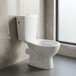 Inodoro de cerámica blanca Vistaar de dos piezas, de conexión directa, con descarga por arrastre, para baño. - Product Image 1
