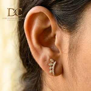 Dernières boucles d'oreilles élégantes en or jaune massif 14 carats avec diamants de laboratoire certifiés IGI, taille brillant, bijoux fins pour femmes - Product Image 5