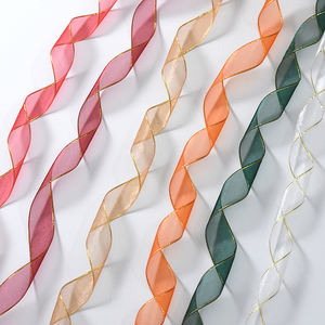 CSFY 1 pouce Ruban Organza Bord Or pour Boîte Cadeau Bouquet Emballage Fête De Mariage En Utilisant Un Ruban Organza Fantaisie Avec <span class=keywords><strong>Fil</strong></span> D'or - Product Image 2