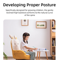 Fauteuil enfant en peluche motif lapin de dessin animé, fauteuil de lecture pour tout-petits en polaire Teddy, pieds en bois en option, chaise de jeu pivotante pour enfants