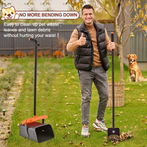Tempat Sampah putar <span class=keywords><strong>Pooper</strong></span> & sapu kapasitas besar pegangan panjang dapat diatur membersihkan limbah hewan peliharaan digunakan di rumput atau kerikil - Product Image 6