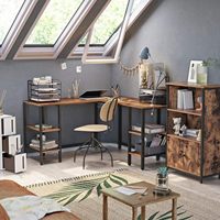 Usine en bois en forme de L ordinateur de jeu Tabke bureau cadre en métal bureau maison coin table d'ordinateur avec étagères