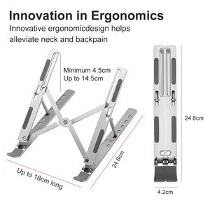 Adjustable Foldable Aluminum Laptop Holder Riser Compatible With MacBook, Portable Laptop <b>Stand</b> <b>for</b> Desk - Product Image 2
