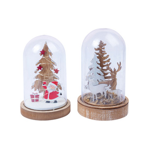 Hoye Crafts 2022 Newest Christmas Light Decoration Snowman and Deer Figurine Lights LED Christmas Glass Decoration