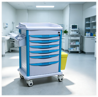 Chariot médical MT, acier-ABS, verrouillage central rotatif, 6 tiroirs, roulettes de 4 pouces avec support pour perfusion intraveineuse