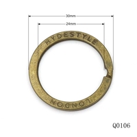 Anneau de suspension ouvert en laiton antique de 30 mm, étanche, de luxe, professionnel, avec logo personnalisé en relief, pour porte-clés et sacs