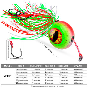 Anzuelo de pesca marina con cabeza de plomo, señuelo de placa de hierro, set de pesca marina, cebo de pesca con cabeza de plomo Red Seal con barba y cinta - Product Image 2