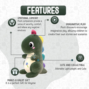 Premium Cartoon Animal Broderie Yeux Multi Couleur Pointes En Peluche Vert <span class=keywords><strong>Dino</strong></span> Jouer Confort Câlin Jouet Dinosaure Animal En Peluche Pack - Product Image 3