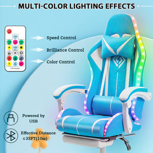 AJUNION Chaise de jeu avec haut-parleurs Bluetooth et lumières LED RGB Chaise inclinable ergonomique avec oreiller lombaire <span class=keywords><strong>vibrant</strong></span> - Product Image 6