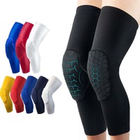 Genouillères de compression longues respirantes et flexibles en nid d'abeille anti-collision avec soutien et protection