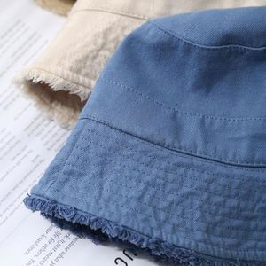 หมวกชาวประมงผ้าฝ้ายฟอกขอบรุ่ย สไตล์ลำลองสำหรับผู้หญิง  ใส่ได้หลายโอกาส ป้องกันแสงแดด สีพื้น  คอลเลคชั่นฤดูใบไม้ผลิ/ฤดูร้อน - Product Image 3