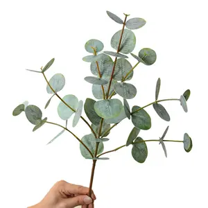 Stelo di eucalipto artificiale verde glassato foglie di eucalipto per Bouquet di riempimento per la composizione dei fiori