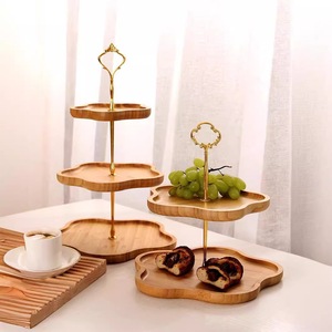 Wood Stacked Nut <b>Plate</b> Indoor Living Room Double-layer Three-layer Storage <b>Plate</b> Modern Minimalist Dessert <b>Rack</b> - Product Image 1