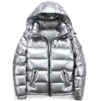 Veste d'extérieur matelassée brillante de luxe pour homme, coupe-vent et chaude pour l'hiver, en coton épais, service OEM, logo frontal