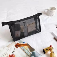 Minimalistische Schwarze Netz-Kosmetiktasche Atmungsaktiver Kosmetik-Organizer Durchsichtige Reise-Etui-Set Tragbare Reißverschluss-Hautpflegetasche
