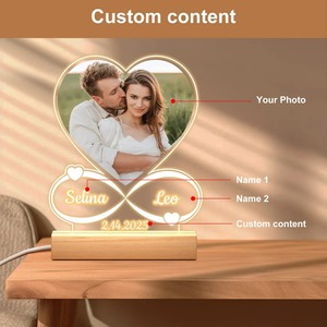 Lampe de nuit LED personnalisée en acrylique transparent imprimé UV avec photo DIY, lampe d'ambiance sur mesure avec base en bois, forme personnalisable pour chambre à coucher - Product Image 5