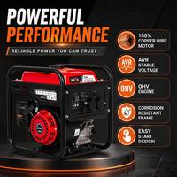 Générateur onduleur à moteur 4 temps refroidi par air, à démarrage électrique, à onde sinusoïdale pure, 3 kW, à châssis ouvert, 10 L de carburant, BISON (CHINE) BS3750i