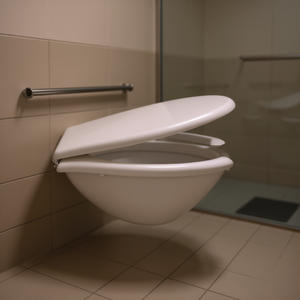 Asiento de Inodoro Suspendido en la Pared Leon, Blanco, 55.6 cm de Ancho, 39.7 cm de Largo, para Personas con Discapacidad - Product Image 3