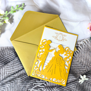 Cartes d'<span class=keywords><strong>invitation</strong></span> de mariage OEM à deux volets cartes de vœux creuses vente en gros invitations de mariage <span class=keywords><strong>princesse</strong></span> et prince avec enveloppe - Product Image 5